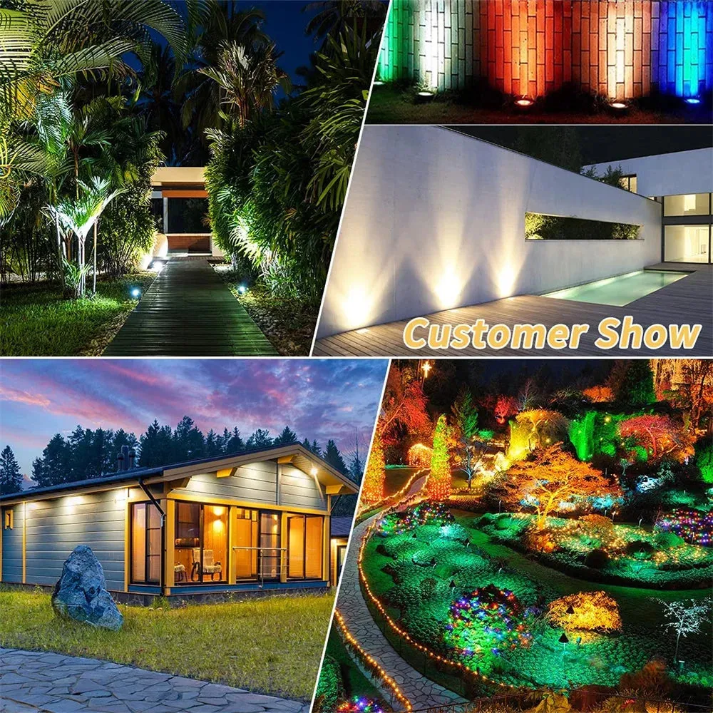 15W RGB Landscape Light Smart Bluetooth Garden Lawn Spotlights Lamp IP67 Waterproof Outdoor Patio Path Holiday Decor Lighting