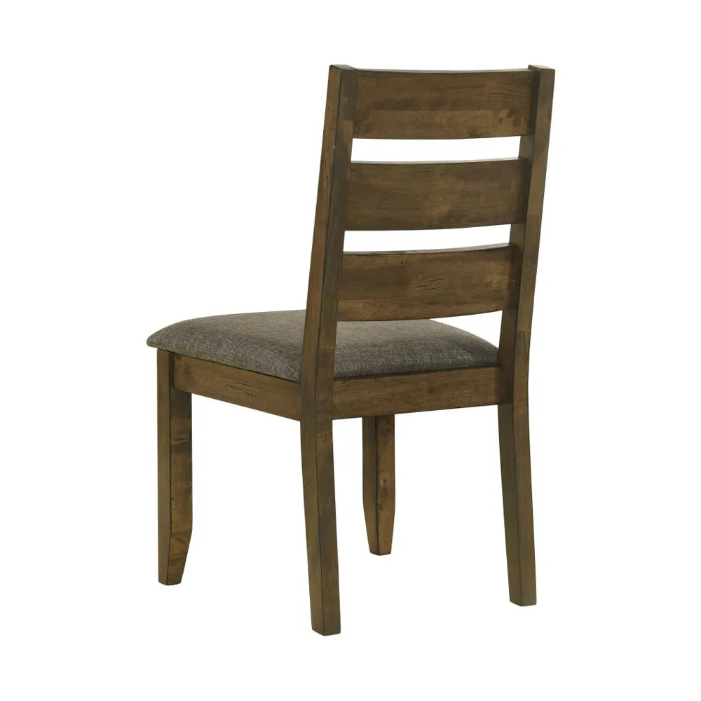 2 Upholstered Dining Chairs, Rustic Knotty Nutmeg Finish, Comfortable Seats