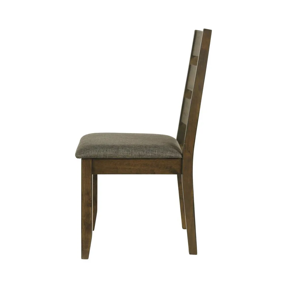 2 Upholstered Dining Chairs, Rustic Knotty Nutmeg Finish, Comfortable Seats