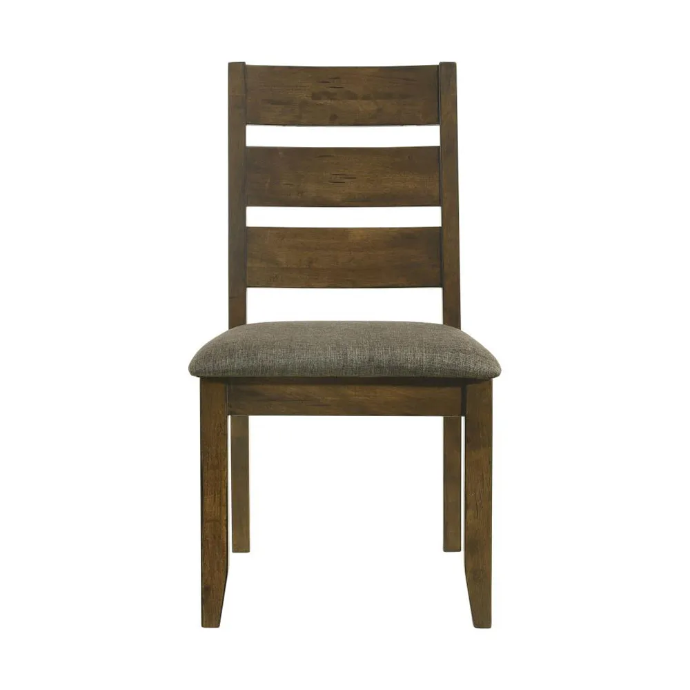 2 Upholstered Dining Chairs, Rustic Knotty Nutmeg Finish, Comfortable Seats