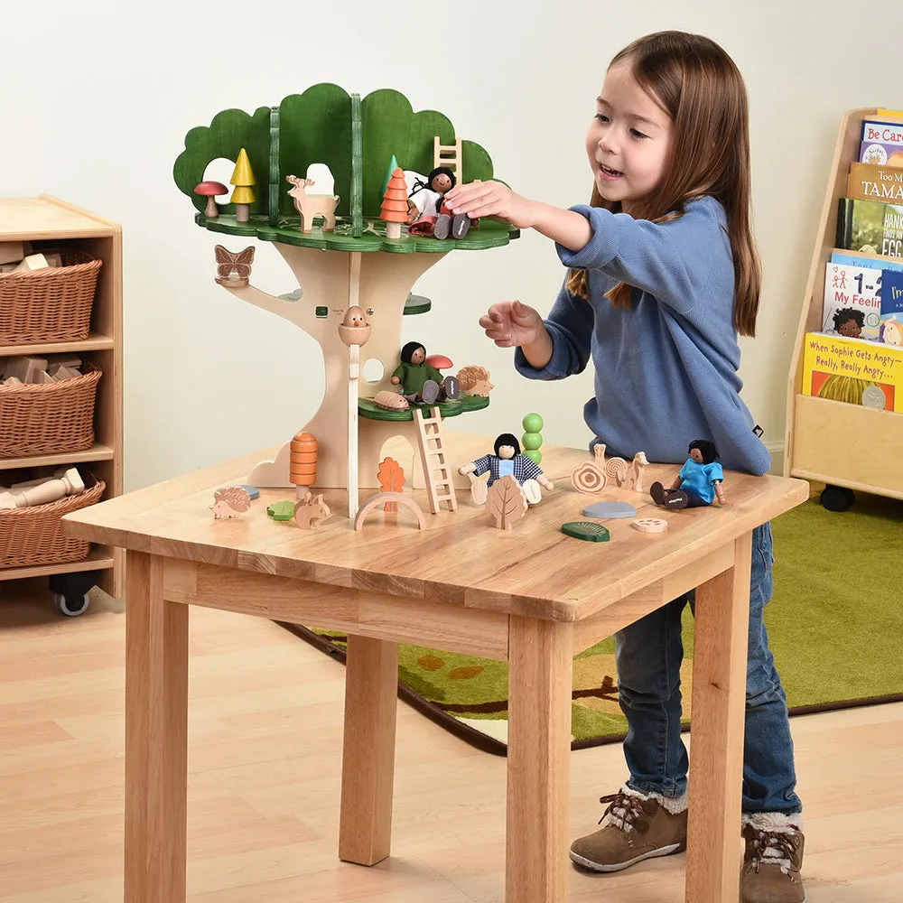 24" x 24" Wood Square Table with 2 Chairs | Child-Sized