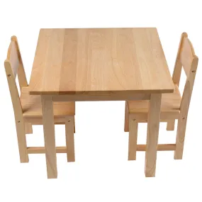 24" x 24" Wood Square Table with 2 Chairs | Child-Sized