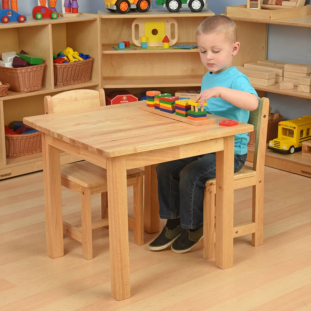 24" x 24" Wood Square Table with 2 Chairs | Child-Sized