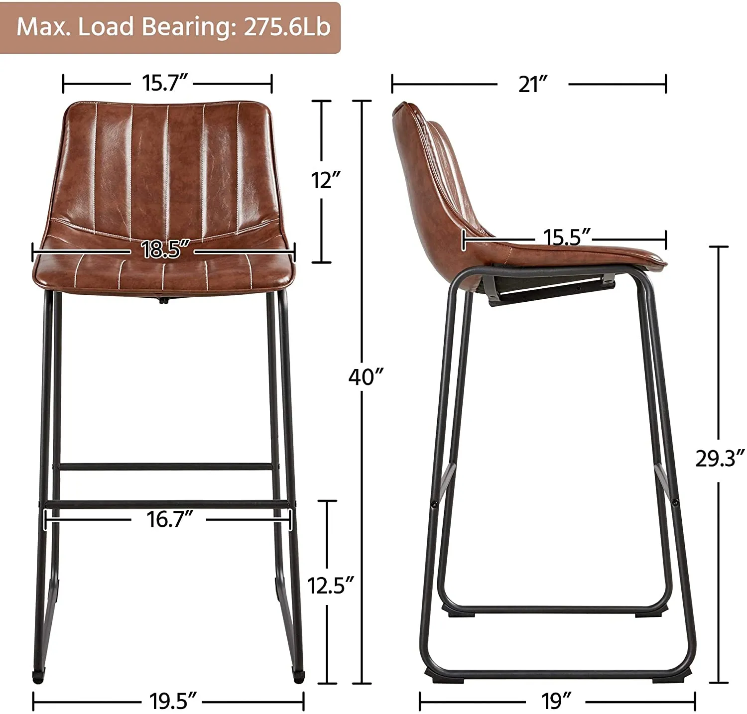 30'' Height Fashionable Pub Stool Leather Chairs-Set of 4