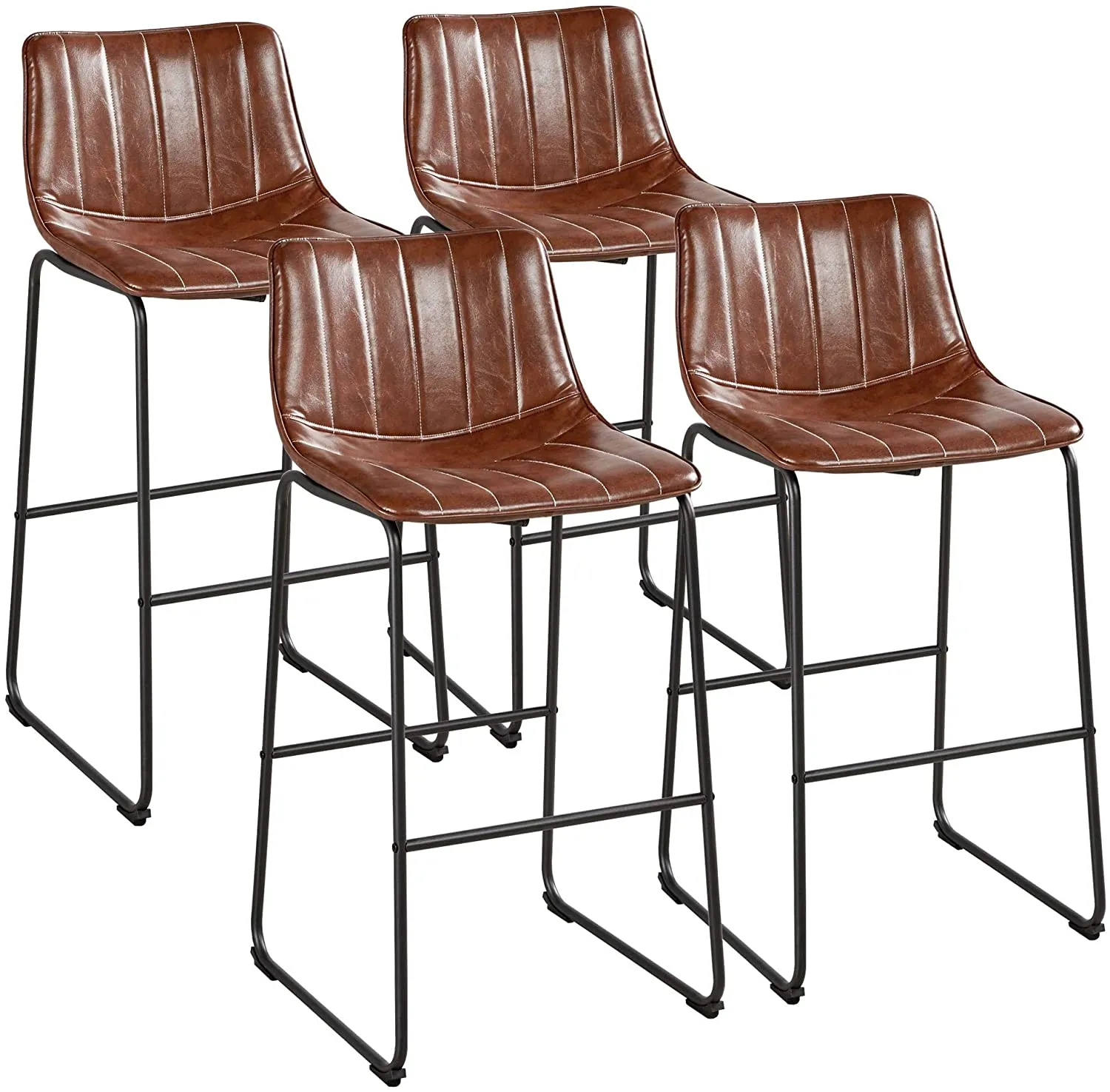 30'' Height Fashionable Pub Stool Leather Chairs-Set of 4