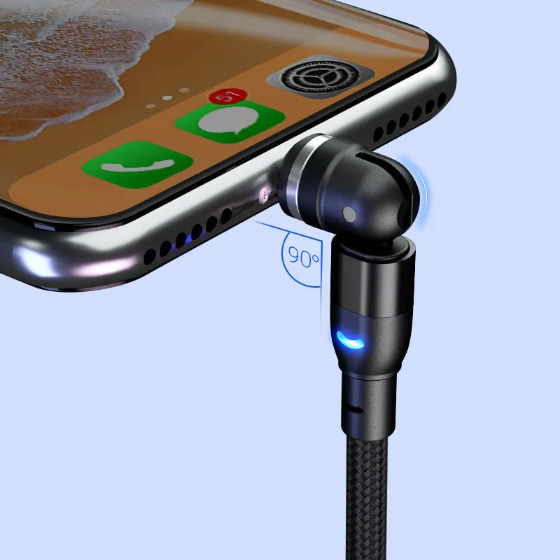 (3m) 3in1 Magnetic 540 Degree Rotatable USB A to USB C / Micro USB / Lightning Charging Cable Nylon Braided Data Cable - Black