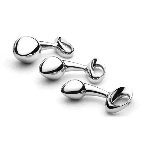 4-inch Njoy Pure Medium Stainless Steel Butt Plug with Loop