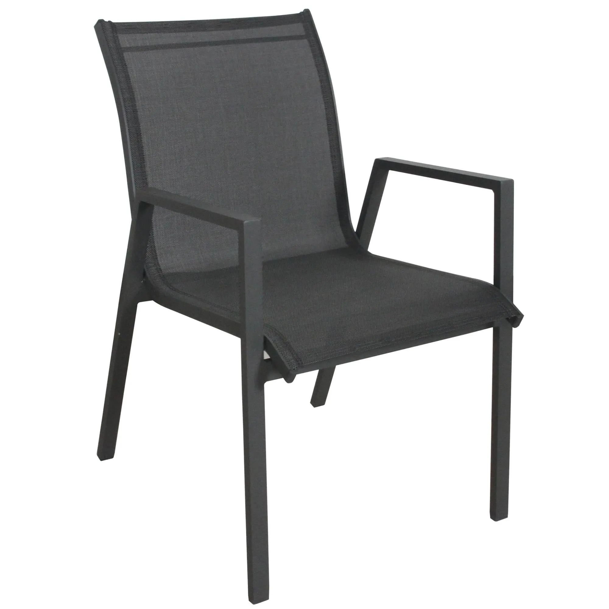 4pc Aluminium Stacking Outdoor Dining Chairs Charcoal