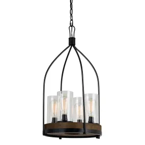 60W X 4 CHARDON METAL/WOOD FIXTURE(EDISON BULBS NOT INCLUDED)