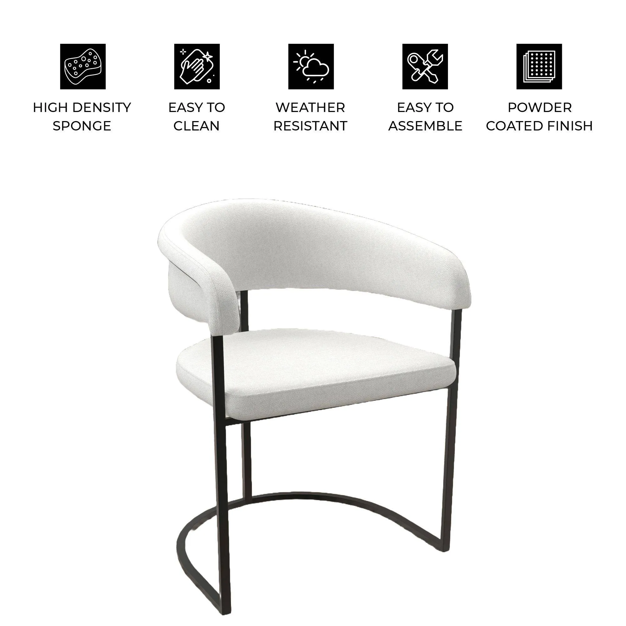 Aero Modern Upholstered Dining Chair with Padded Seat and Powder-Coated Iron Frame Set of 2