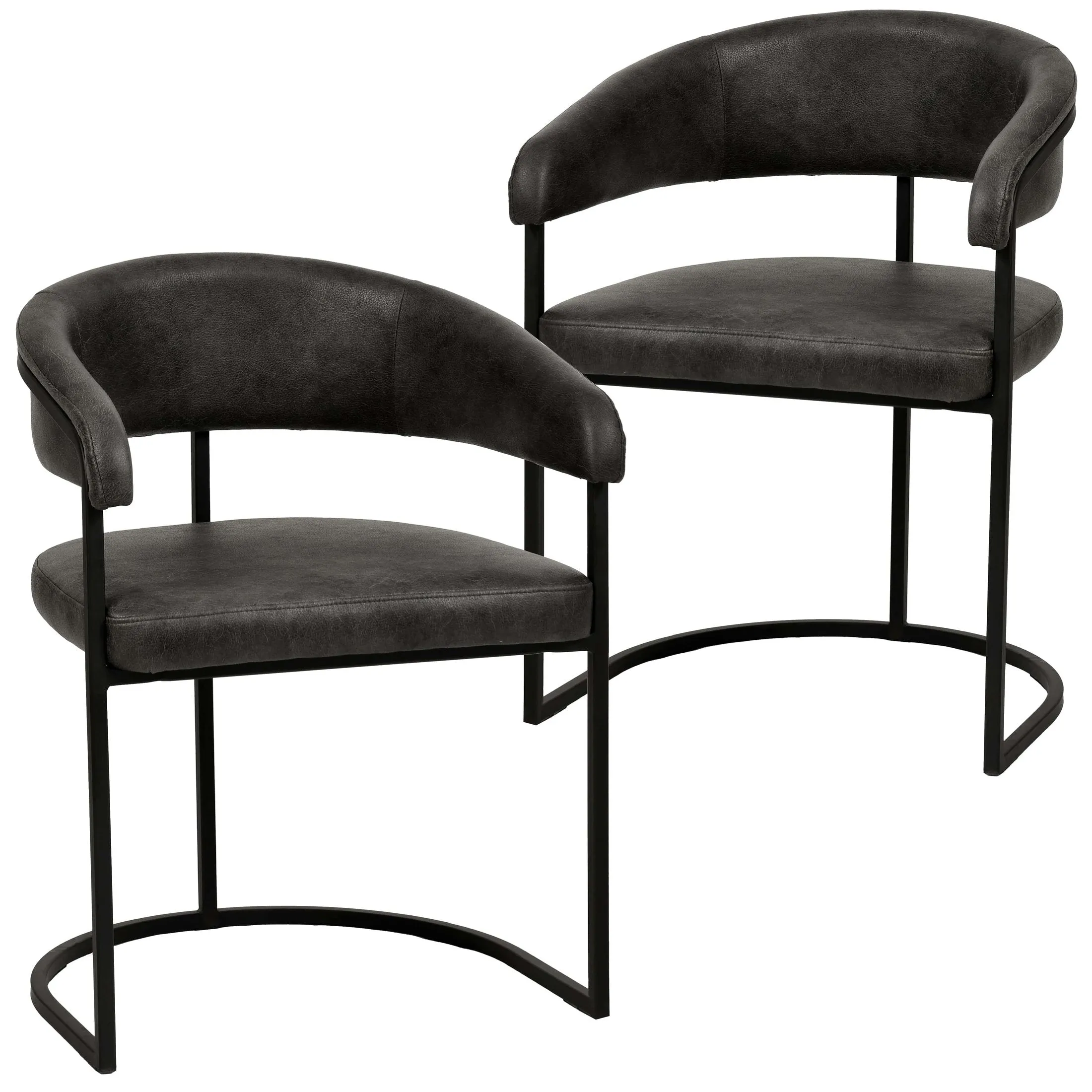 Aero Modern Upholstered Dining Chair with Padded Seat and Powder-Coated Iron Frame Set of 2