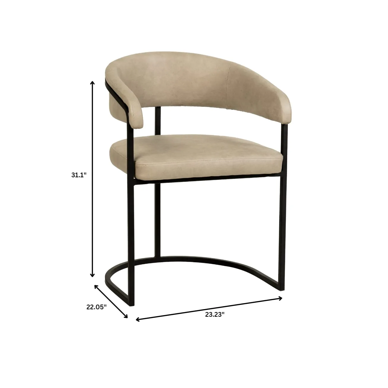 Aero Modern Upholstered Dining Chair with Padded Seat and Powder-Coated Iron Frame Set of 2