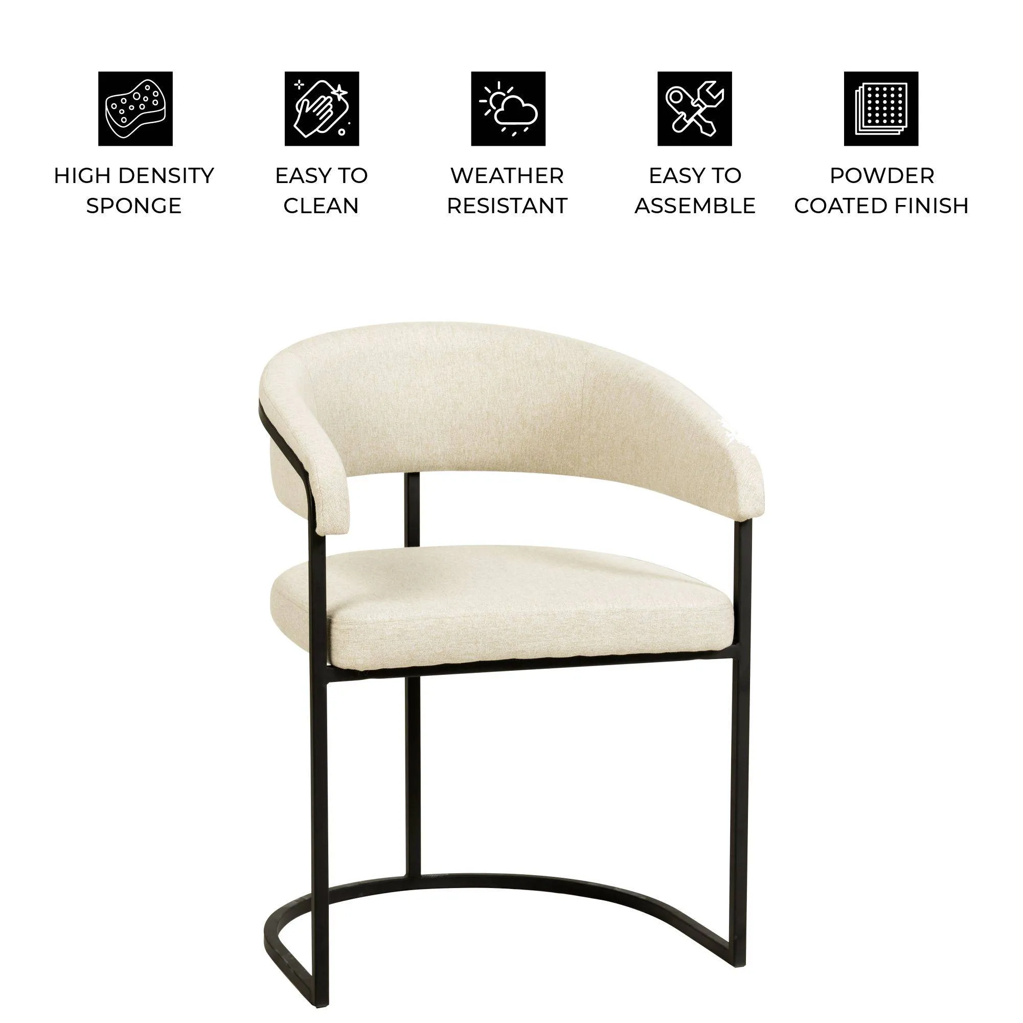 Aero Modern Upholstered Dining Chair with Padded Seat and Powder-Coated Iron Frame Set of 2