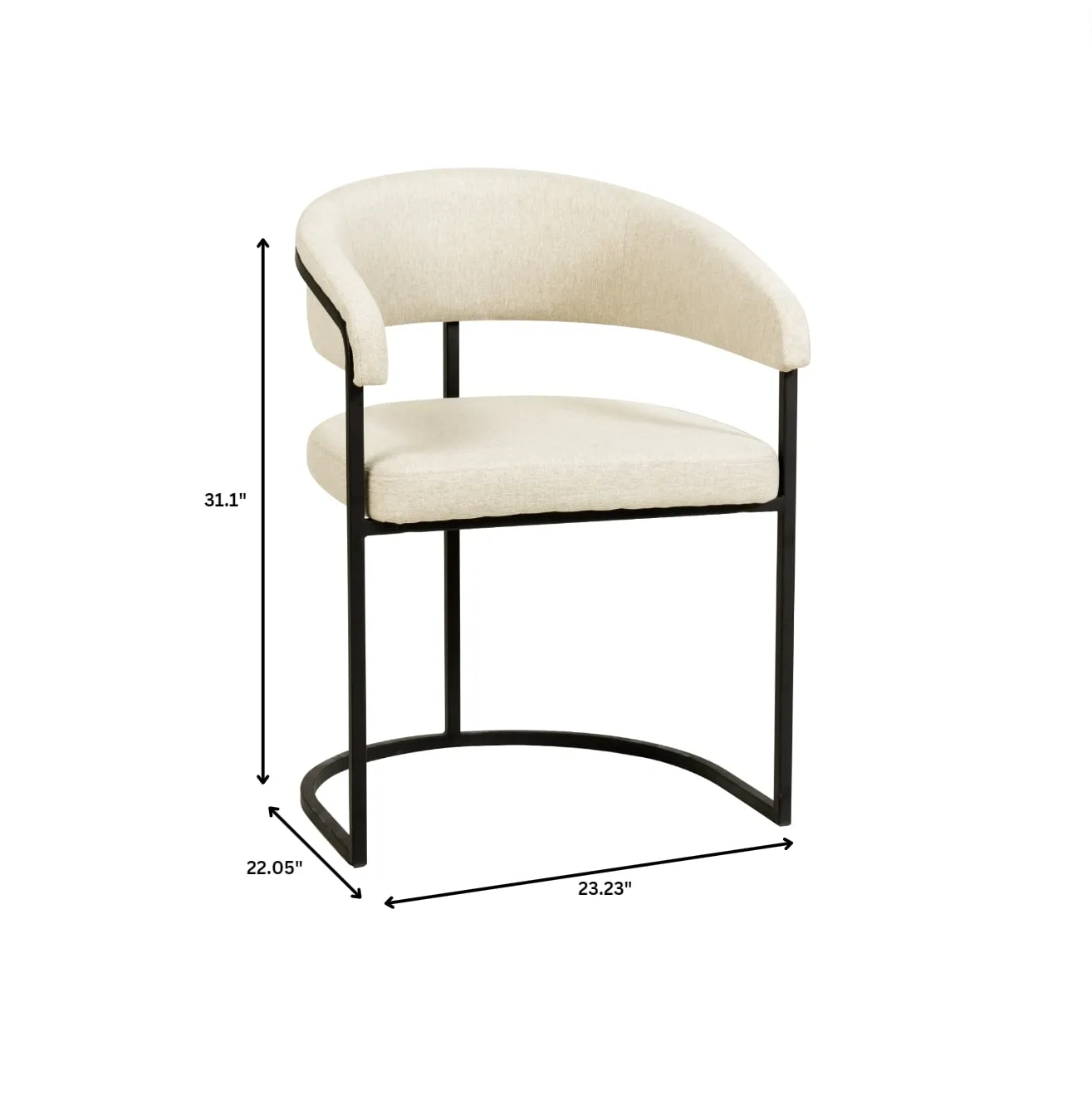 Aero Modern Upholstered Dining Chair with Padded Seat and Powder-Coated Iron Frame Set of 2