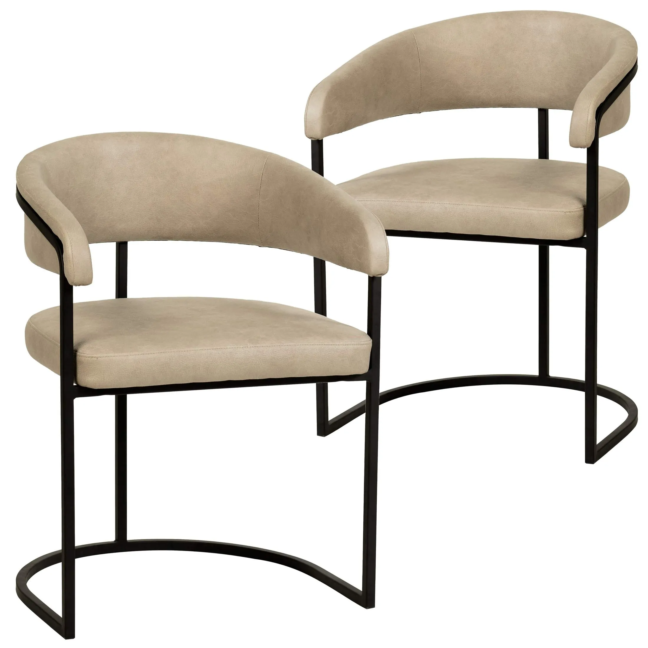 Aero Modern Upholstered Dining Chair with Padded Seat and Powder-Coated Iron Frame Set of 2