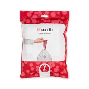 Brabantia 20L Perfect Fit Bin Liners Code Y 40 Pack