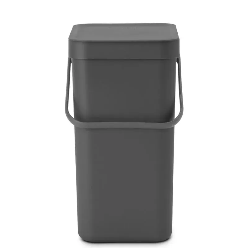 Brabantia Sort & Go Grey Plastic Waste Bin | 10 x 8 x 14 inches |  12 Liter