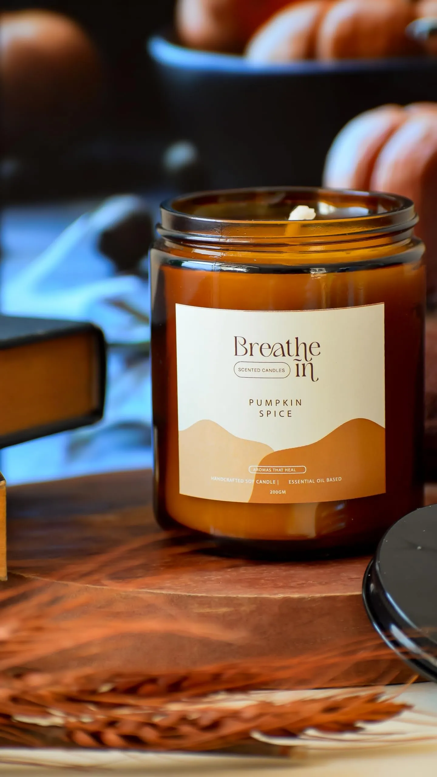 Breathe In Essential Oil Soy Wax Jar Candles (Pumpkin Spice)