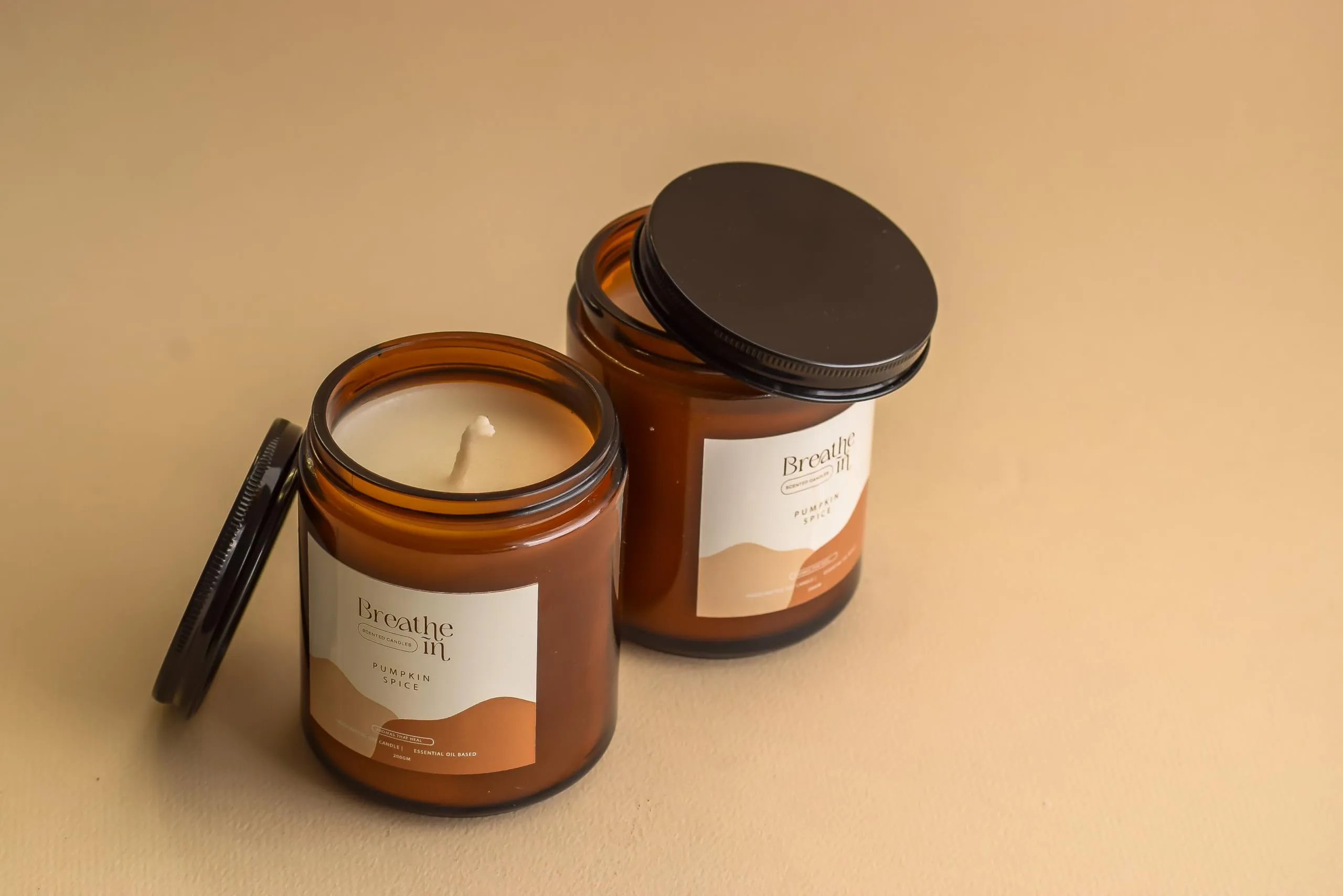 Breathe In Essential Oil Soy Wax Jar Candles (Pumpkin Spice)