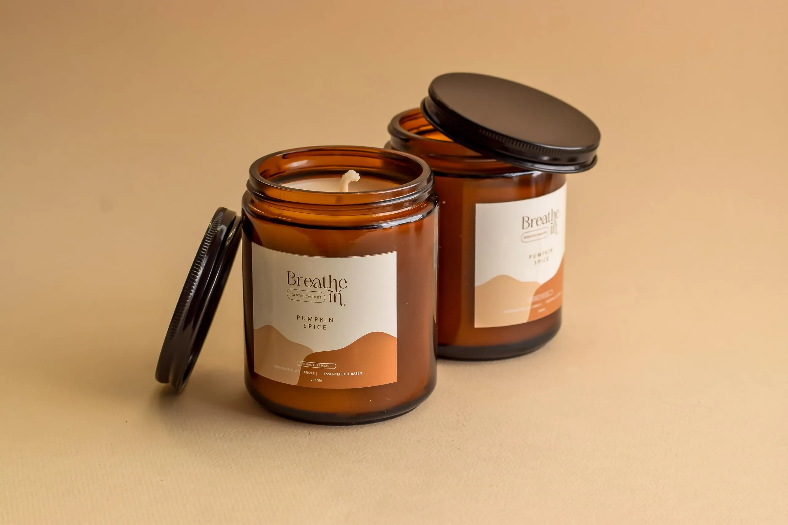 Breathe In Essential Oil Soy Wax Jar Candles (Pumpkin Spice)