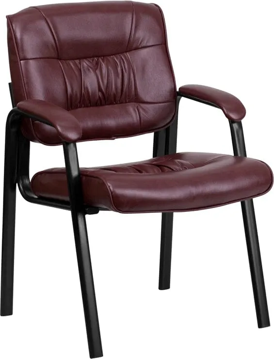 Brown LeatherSoft Executive Side Reception Chair with Black Metal Frame [BT-1404-BN-GG]