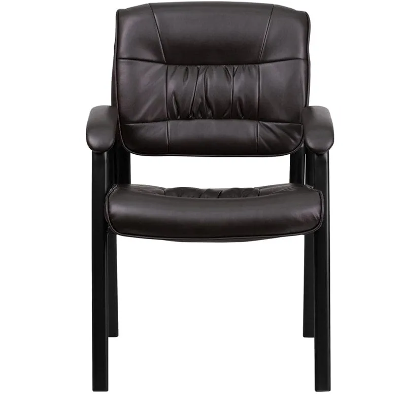 Brown LeatherSoft Executive Side Reception Chair with Black Metal Frame [BT-1404-BN-GG]