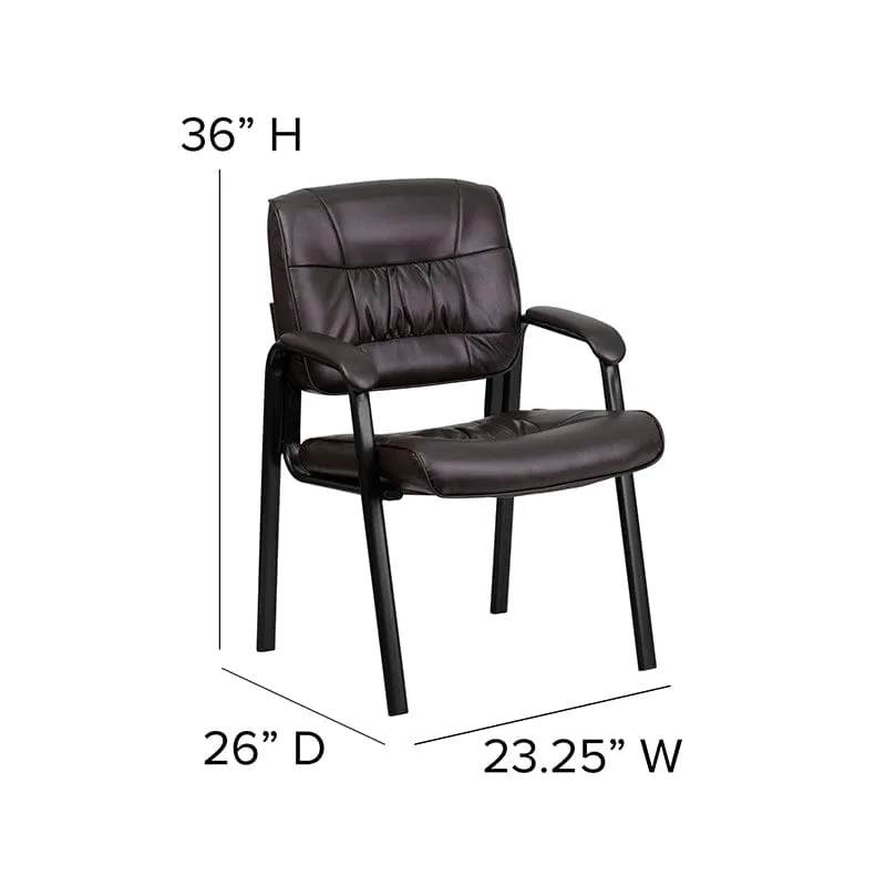 Brown LeatherSoft Executive Side Reception Chair with Black Metal Frame [BT-1404-BN-GG]