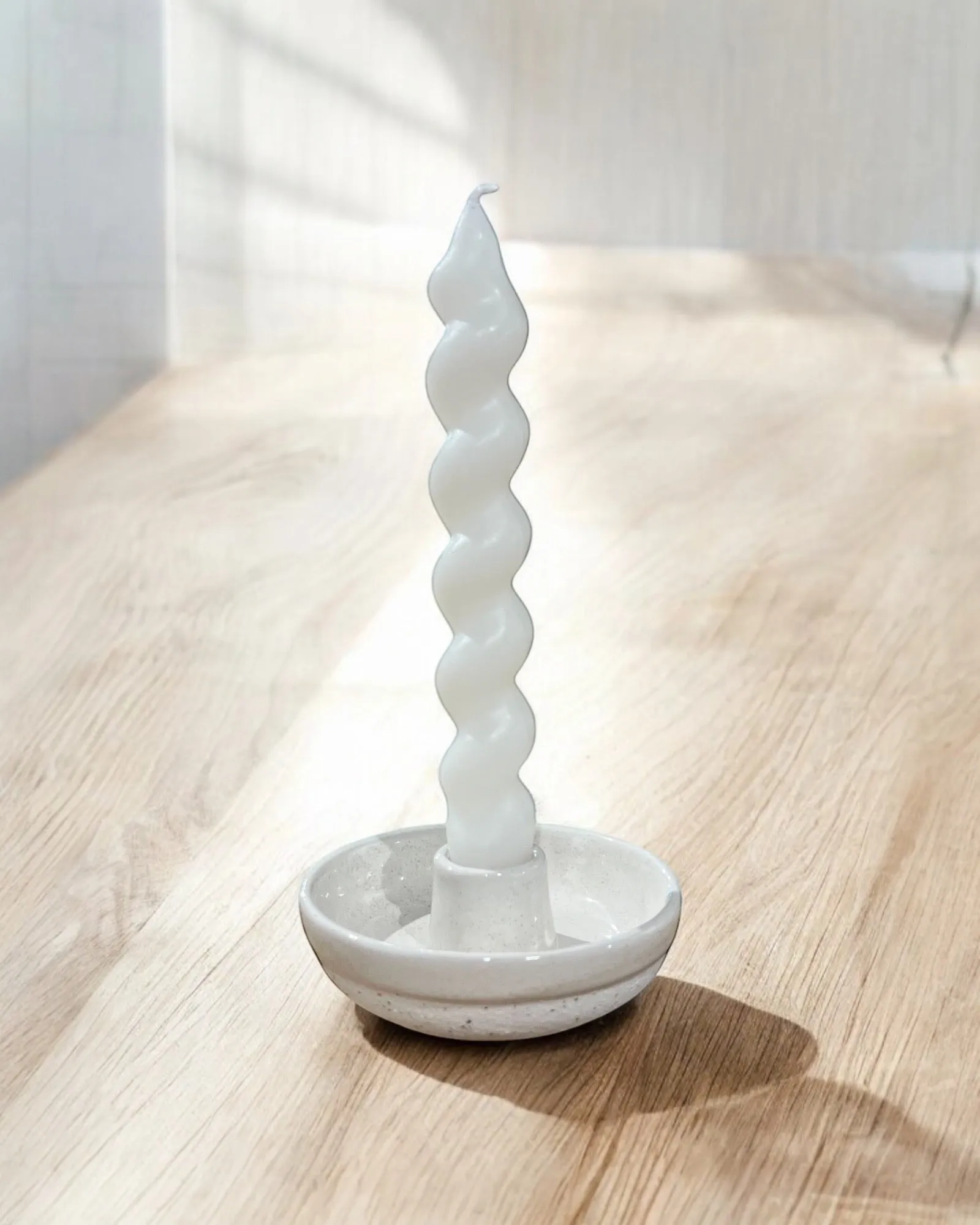 Ceramic Ribbed Candle Stick Holder