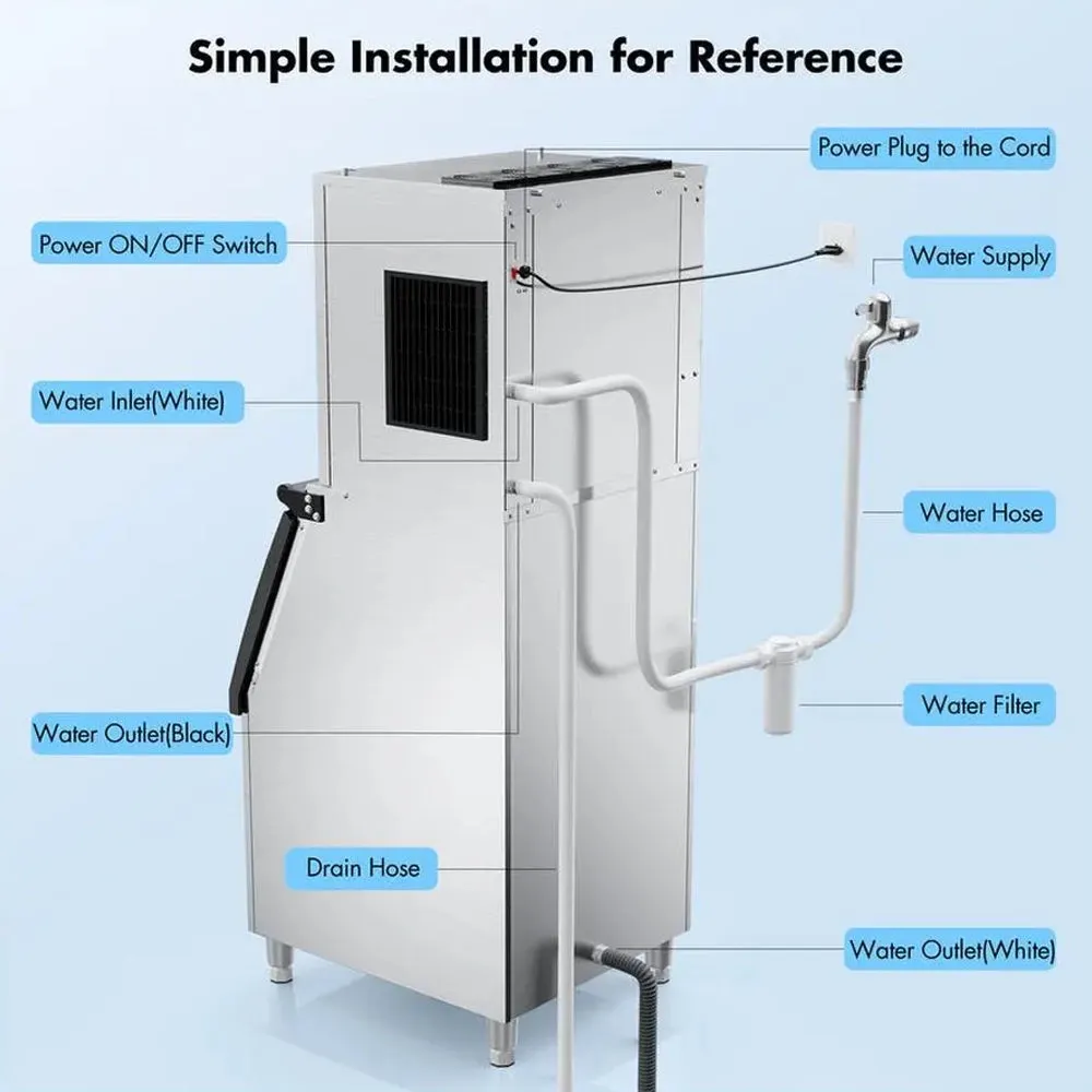 Commercial Air Cooled Ice Maker Machine With Bin - 110V, 350 lb.