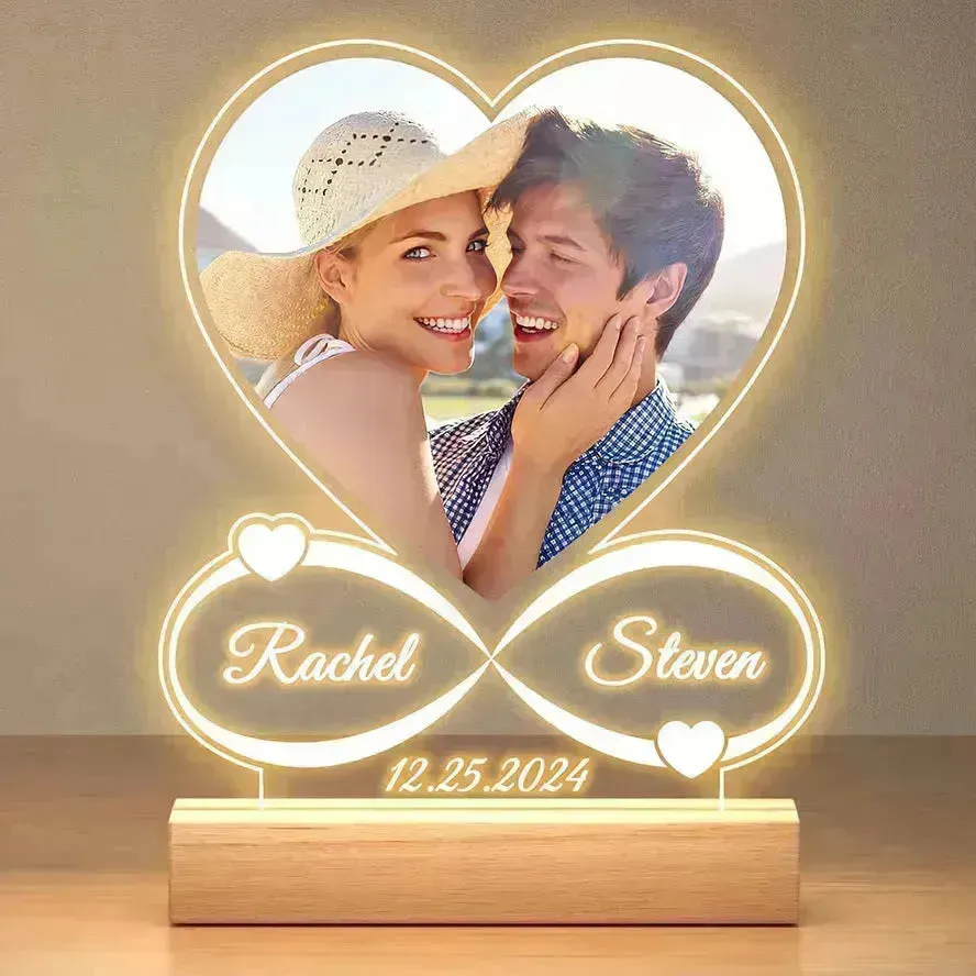 Customized Personalized Valentine Acrylic Lovers Night LED light picture frame