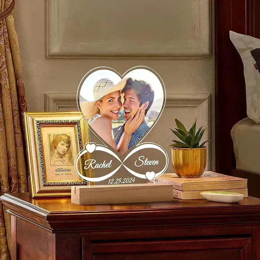 Customized Personalized Valentine Acrylic Lovers Night LED light picture frame