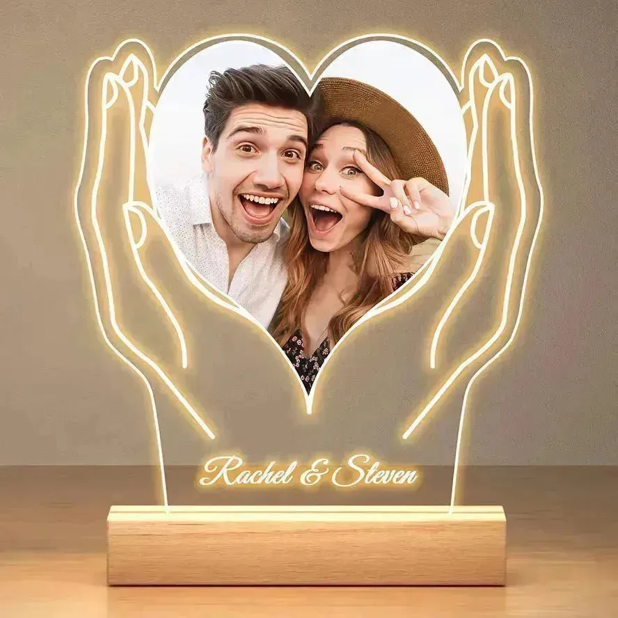 Customized Personalized Valentine Acrylic Lovers Night LED light picture frame