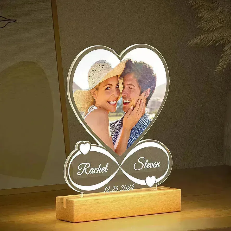 Customized Personalized Valentine Acrylic Lovers Night LED light picture frame