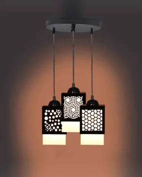 Decorative Wooden Pendant 3 Lights Hallway Ceiling Lamp | 5 x 6 x 32 inches