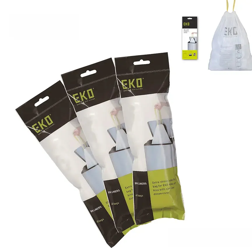 EKO | Drawstring Trash Bags | Waste Bags | Garbage Bags | Integrated Drawcord | Extra Strong | Tear Resistant | 3L-60L