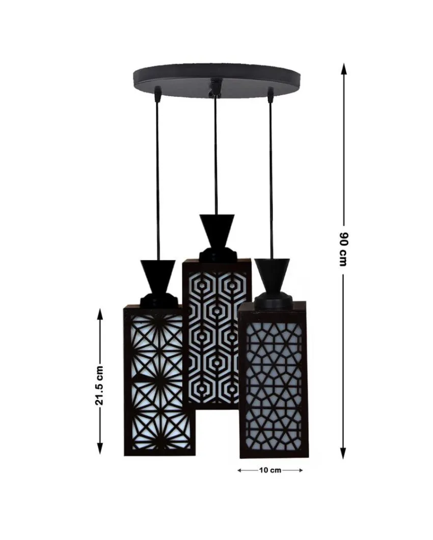 Elegant Wooden Pendant 3 Lights Foyer Ceiling Lamp | 8 x 4 x 35 inches