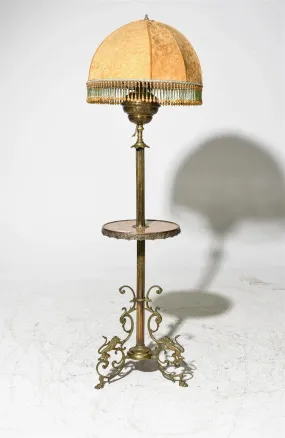 Floor Lamp, Table, Heavy Brass, Adjustable with Onyx, Vintage / Antique!!