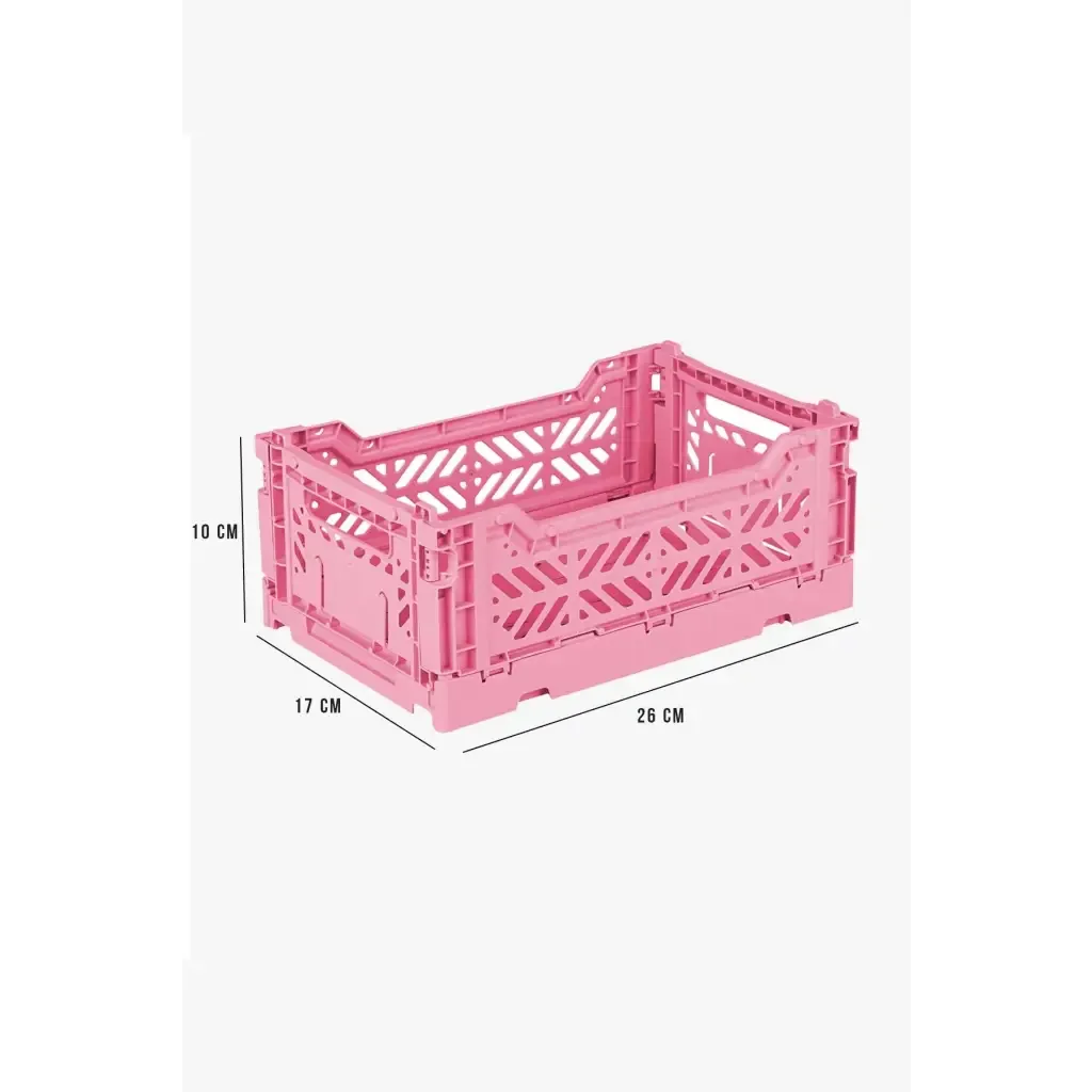 Foldable Storage Bins, Plastic Crate for Storage, Collapsible Crate, Utility Stackable Box Small Baby Pink