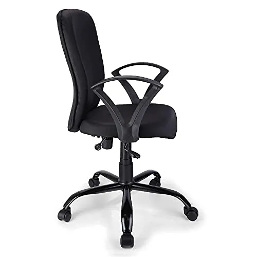 FURNICOM CHAIRS� Armo Medium Back Ergonomic Office Chair Computer & Study Chair for Work from Home Spine Shaped Chair Back for Good Lower Back Support Metal Powder Coated Base Fabric (Zebra Black)