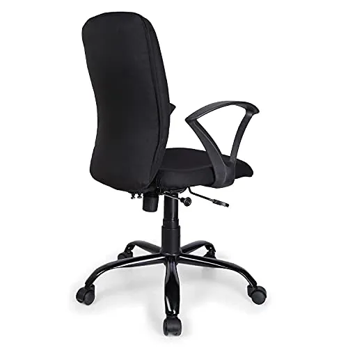 FURNICOM CHAIRS� Armo Medium Back Ergonomic Office Chair Computer & Study Chair for Work from Home Spine Shaped Chair Back for Good Lower Back Support Metal Powder Coated Base Fabric (Zebra Black)