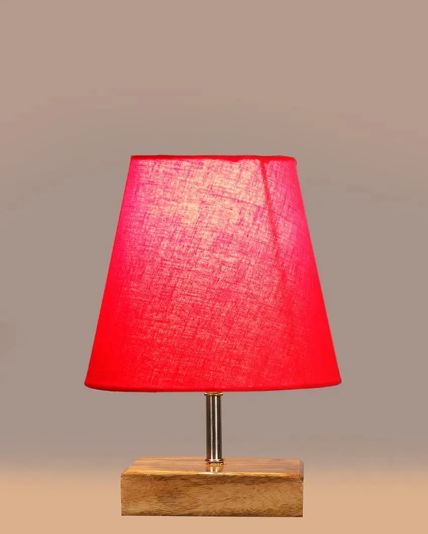 Graceful Cotton Square Natural Wood Table Lamp | 6 x 8 inches