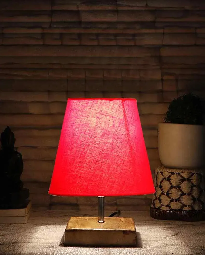 Graceful Cotton Square Natural Wood Table Lamp | 6 x 8 inches