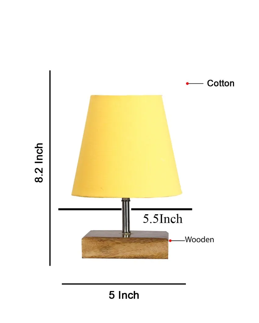 Graceful Cotton Square Natural Wood Table Lamp | 6 x 8 inches