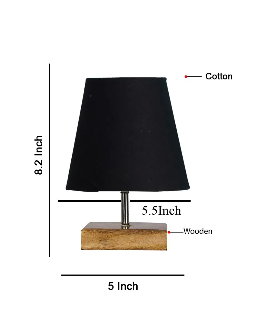 Graceful Cotton Square Natural Wood Table Lamp | 6 x 8 inches