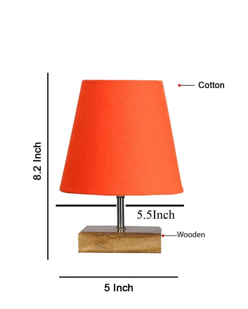 Graceful Cotton Square Natural Wood Table Lamp | 6 x 8 inches