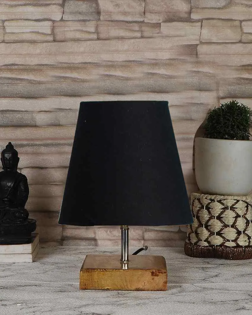 Graceful Cotton Square Natural Wood Table Lamp | 6 x 8 inches