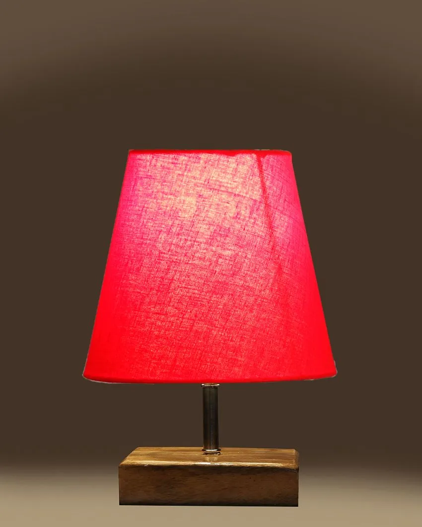 Graceful Cotton Square Natural Wood Table Lamp | 6 x 8 inches