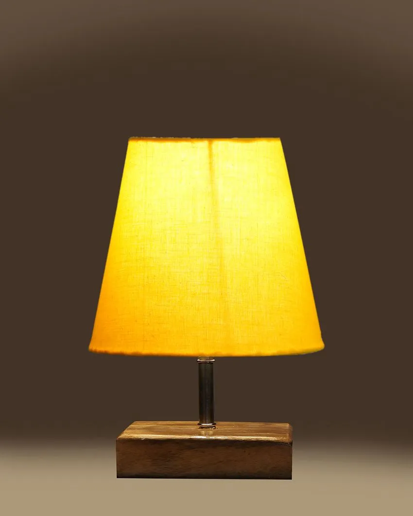 Graceful Cotton Square Natural Wood Table Lamp | 6 x 8 inches