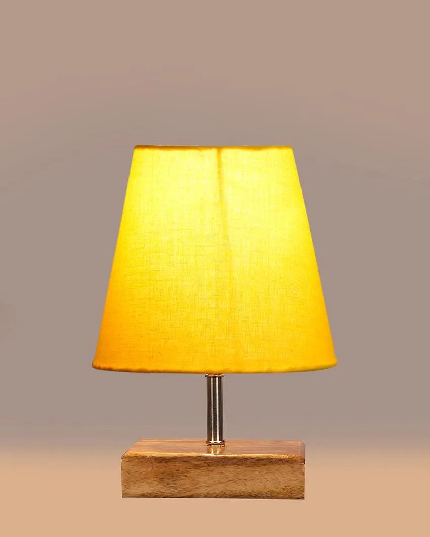 Graceful Cotton Square Natural Wood Table Lamp | 6 x 8 inches