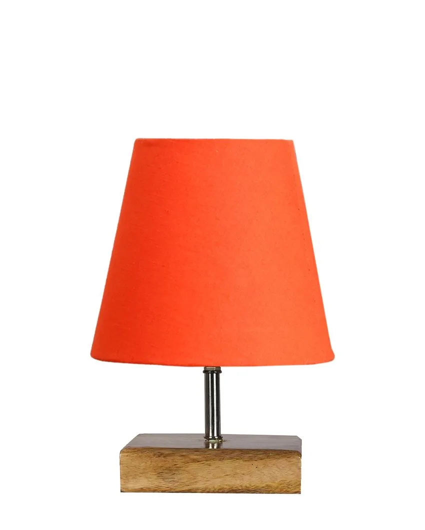 Graceful Cotton Square Natural Wood Table Lamp | 6 x 8 inches